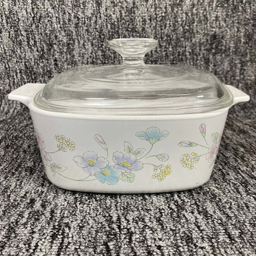 Vtg Corning Ware Pastel Bouquet Casserole Dish Pyrex Lid 1.5 Qt 1.5L A-1-1/2-B